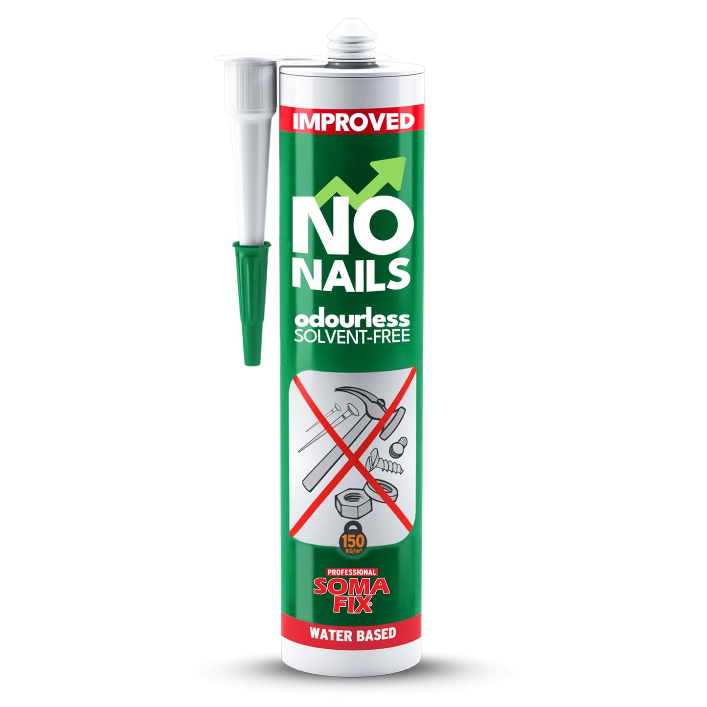 No More Nails - All Purpose Adhesive, Mounting Adhesives for Interior, Paintable Grab Adhesive for Wood, Ceramic, Metal, PVC, Tiles - Waterbased, Solvent Free & Odourless